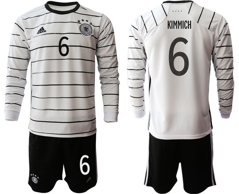 Men 2021 World Cup National Germany home long sleeve #6 white Soccer Jerseys